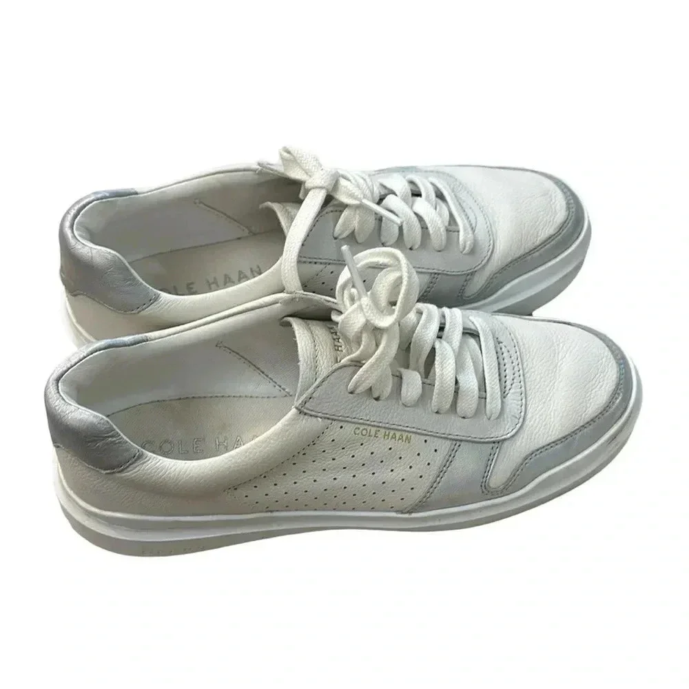 Cole Haan Grand White Lace up Sneakers Size 7.5 - Picture 2 of 7